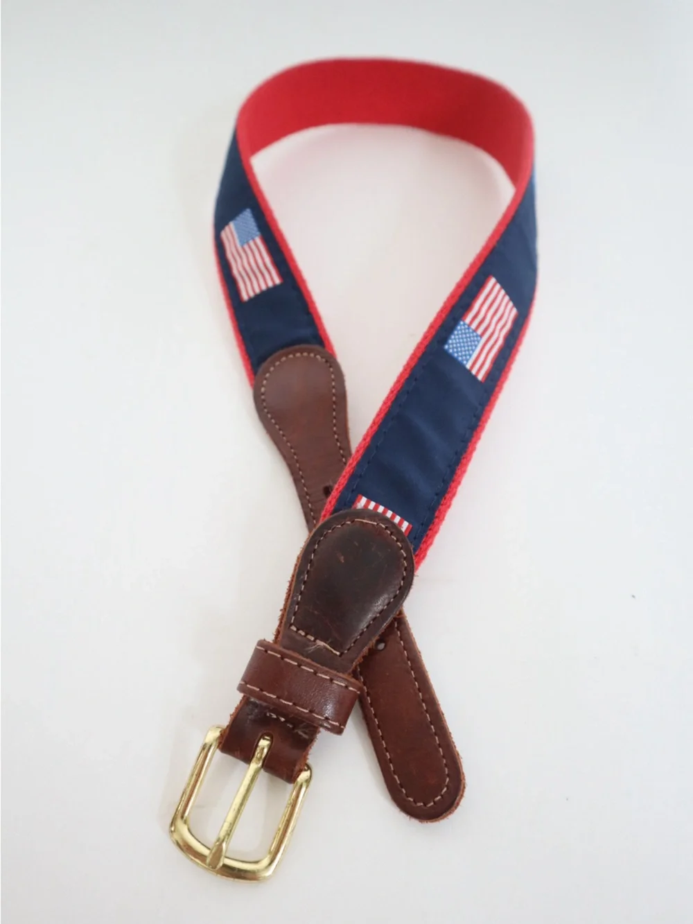 Kids Adjustable Navy & Red Flag Pattern Belt